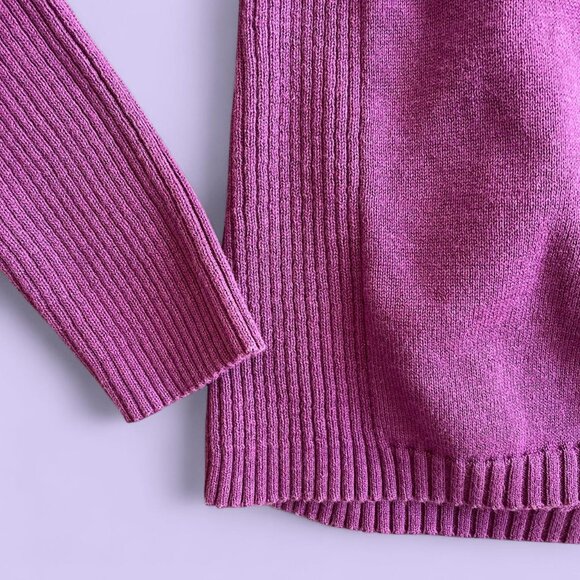 Vintage Y2K Magenta Ribbed Sweater Relativity M | Cozy Minimalist Knit Top - Picture 3 of 8